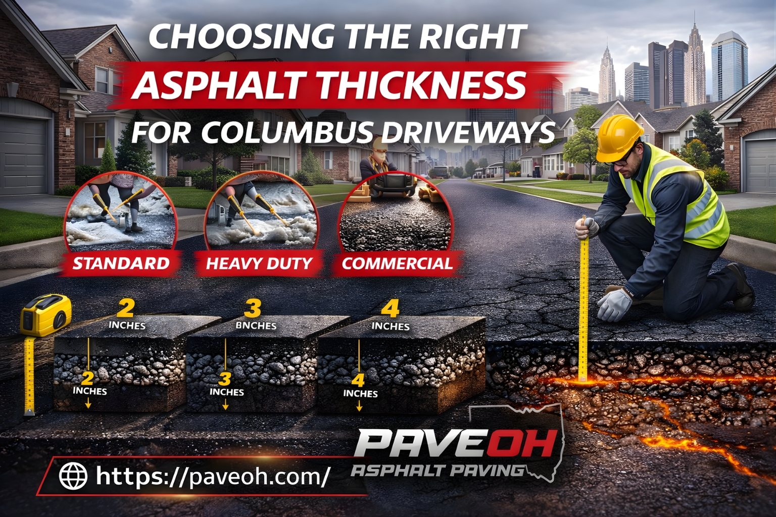 choosing the right asphalt thickness for columbus driveways